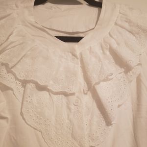 Vintage Cottagecore 100% Cotton White Blouse Size Small NWOT